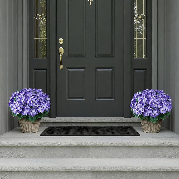 FOTEEWL 16 Bundles Artificial Hydrangea Flowers for Outdoor Decor, Realistic Faux Silk Bouquets Sun-Resistant Fake Plants for Front Door Balcony Farmhouse Garden Home Spring Summer Decor (Purple)