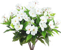 CITYES 4 Pcs Artificial Flowers Outdoor Impatiens UV Resistant Silk Impatiens Flowers White Faux Flowers Impatiens Bushes Artificial Impatiens for Pot Patio Lawn Garden Hanging Basket Porch Decor