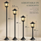 PASAMIC Outdoor Solar Post Lights, 2-Pack 63" Dusk to Dawn Solar Lamp Posts, Waterproof Floor Lamps, Warm White Pole Lights for Patio with Replaceable Bulb