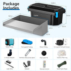 POPOSOAP 12INCH Pond Waterfall Spillway with Multi-Stage Pond Filter & RGB LED Lights APP/Remote Control, 40W 660GPH Pump with 9.8FT Tubing for Garden Ponds, Aquariums, Outdoor Landscapes-P7331D