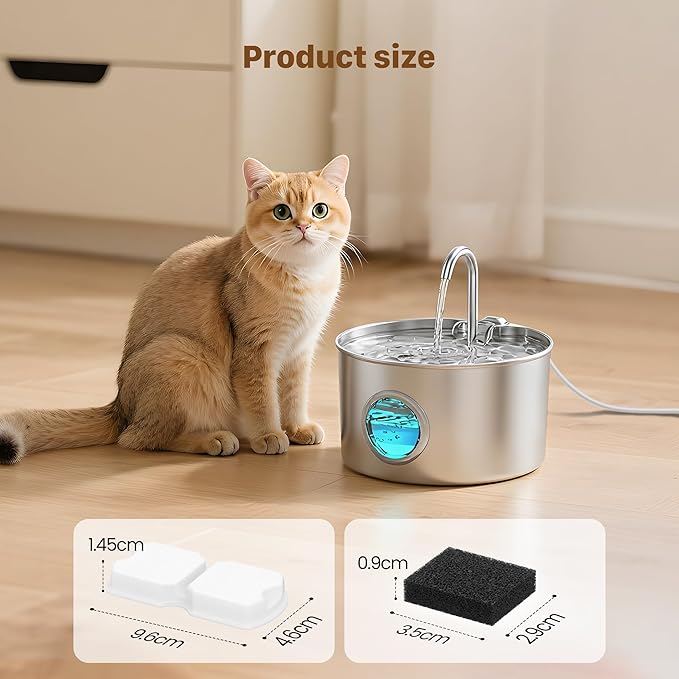 GIOTOHUN Cat Water Fountain Filter Replacement: 12 Cat Fountain Filter - 12 Pet Fountain Filter - 6 Carbon Filters & 6 Foam Filters - Suitable for GIOTOHUN Stainless Steel Cat Fountain S11
