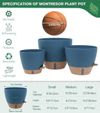 montresor 2 Pack 10 inch Plant Pots, PP Plastic Self Watering Plant Pot with Drainage and Tray for Indoor Outdoor Plants, Water Level Window & Reservoir Flower Pots Decorative Planter (Blue)