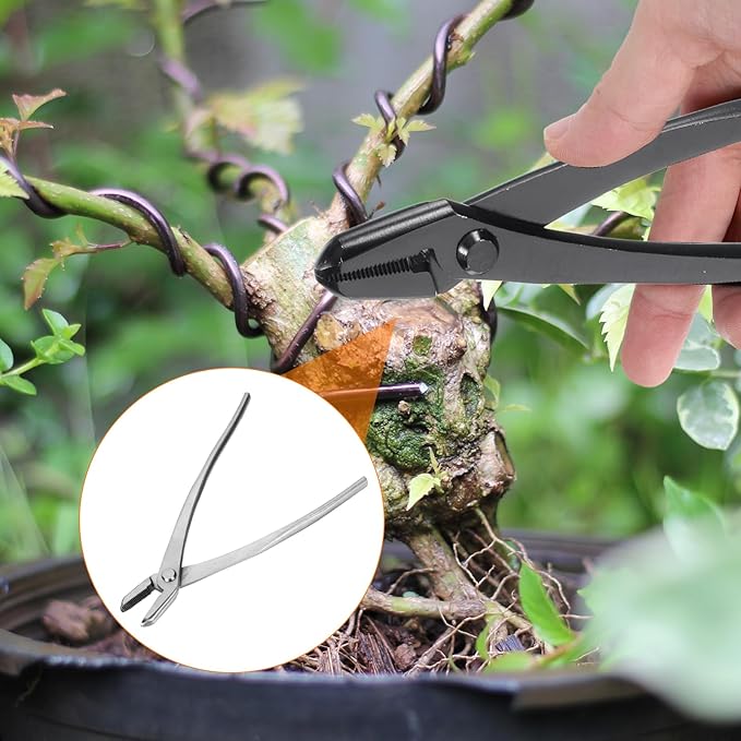 HARFINGTON Bonsai Jin Pliers 8.7 Inch 220mm Bonsai Tool Wire Plier Branch Cutter Gardening Pruner for Branch Cutting, Silver