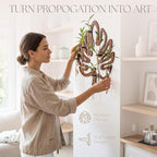 Leaf Shaped Hanging Wall Planter Terrarium for Plants with 6 Strengthened Glass Vases & 1 Spare, Wooden Plant Propagation Station for Indoor Cuttings, Hanging Propagation Stations Decor (15”)