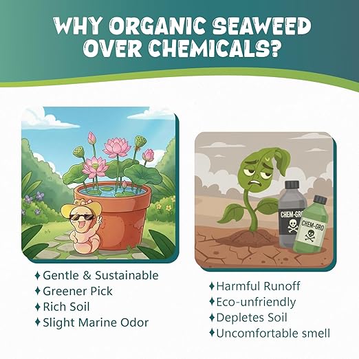 Organic Lotus Fertilizer, OMRI Listed Liquid Seaweed Extract for Water Lilies Aquatic Pond Plants, 2oz Concentrated Nutrient Boost Plant Food for Blooming Vibrant Growth