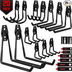 20 Pack Heavy Duty Garage Storage Hooks with Extension Cord Organizer, Solid Steel Wall Mount Hook Set with Anti-Slip Coating Utility J Hooks for Ladders,Bikes,Ropes,Broom,Garden,Yard and Power Tools
