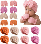 8 Sets Newborn Baby Girl Hats & Mittens, Cotton Preemie Hospital Bow Cap, No Scratch Gloves,Infant Beanies 0-3 Months
