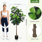 5FT Fiddle Leaf Fig Tree Artificial Plants Indoor - Realistic Fake Plant Ficus Lyrata Trees, Faux Trees Indoor Floor Plant with Sturdy Pot for Home Decor Living Room Office Housewarming Gift