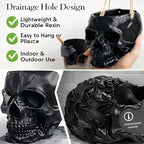Resin Air Plant Holders,Tilandsia Container,Gothic Skeleton Planter,Halloween Plant Pot,Tillandsia Pot, Skull Table Top Display Planters for Air Plants and Other Mini Plants (White No.3, 7*5*3.2'')