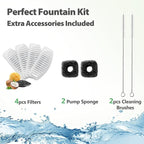 ORSDA Cat Water Fountain Stainless Steel, 2L Pet Fountain for Cats Inside, Dog Water Dispenser, Automatic Cat Drinking Fountains with 6 Replacement Filters for Cats, Small Dogs