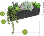 Winlyn 14" Artificial Succulent Plants Arrangement Assorted Faux Succulents in Rustic Black Rectangular Wooden Planter Box Faux Potted Plant Decor for Farmhouse Home Windowsill Shelf Table Centerpiece