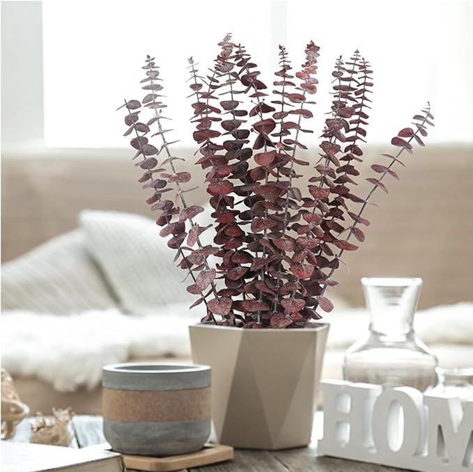 Tavkite 16 Pcs Dried Eucalyptus Stems, 17'' Natural Fresh Eucalyptus Leaves Branches Hanging for Shower, Preserved Real Red Plant Live Greenery for Home SPA Wall Bathroom Wedding Party Vase Decor