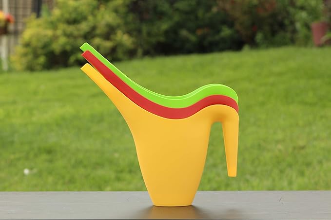 Ashman Set of 3 Watering Can, Indoor and Outdoor Use, Red, Green, Yellow, 2 Liter Capacity, 3 Pack