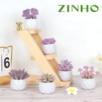 ZINHO Fake Succulent Plant Set 6 PCS Artificial Succulent Plants for Desk Realistic Faux Succulents in Plastic Pots Mini Colorful Succulent Decor for Bedroom Bathroom Office Shelf Decor (Purple)