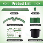 3 Sets Tomato Cages with 10-Gallon Sturdy Grow Bags, 48.5" Planter Support Trellis Pots Kit for Garden, Flowers Vegetable Cages for Cucumbers Eggplants Vertical Climbing Plants Vines