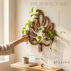 Leaf Shaped Hanging Wall Planter Terrarium for Plants with 6 Strengthened Glass Vases & 1 Spare, Wooden Plant Propagation Station for Indoor Cuttings, Hanging Propagation Stations Decor (15”)