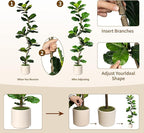 Artificial Fiddle Leaf Fig Tree-5 FT Fake Plant with Nursery Planter,Fake Plants for Home Office Living Room Decor Indoor