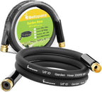Short Garden Hose 5 ft x 5/8 in Male to Female Heavy Duty Small Water Hose Extender Connector, Lightweight Rubber Hybrid Leader Hose, Leak-Free Connections, 3/4'' Brass Fittings, Black