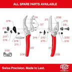 Felco F2 Pruning Shears – 9.25" Swiss-Made Garden Clippers for Professional Pruning | Hand Pruners for Gardening | Garden Tool Cutter with Precision Bypass Blade, Aluminum Body, Replaceable Parts