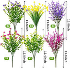 12 Bundles Outdoor Artificial Fake Flowers UV Resistant No Fade Boxwood Faux Plastic Shrubs Plants for Garden Patio Porch Window Box Home Wedding Farmhouse Hanging Décor
