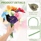 uxcell 4Pcs 11inch Artificial Anthurium Lily Flowers, Permanent Flower Bouquet for Home Arrangements Wedding Festival Decoration Crafts Store Decor Accessories, Grass Green