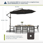 wikiwiki 10ft Patio Umbrellas Offset Outdoor Umbrella Cantilever Hanging Umbrellas w/Infinite Tilt, Fade Resistant Waterproof RECYCLED FABRIC Canopy & Cross Base, for Yard, Garden & Deck, Carbon