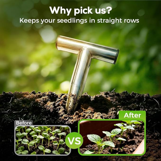 Stainless Steel Plant Hole Digger, Handheld Garden Dibber, Seed Planter Tool for Sowing, Fertilizing, Transplanting, Bulb,Vegetable Seed Planting, Pointed Garden Loosening Tool (3, L)