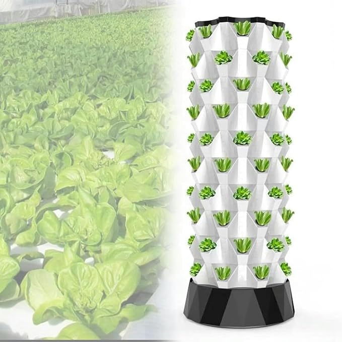 FLTRGO Hydroponic Garden Tower, Vertical Hydroponic Indoor Growing System,Hydroponic Tower Growing Sytem, Multi-Layer Grow Tower for Grow Herbs, Fruits, Vegetables,10floors