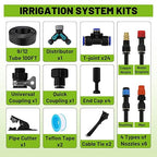 Drip Irrigation Kit - 100ft Automatic Watering System with 24 360° Sprinkler Nozzles, T-Connectors for Garden, Lawn, Greenhouse, Patio Plants & Hydroponics