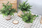 Der Rose 3 Pack Mini Potted Fake Plants Artificial Plastic Eucalyptus Plants Topiaries for Home Office Desk Farmhouse Shelf Room Bathroom Decor(Green)