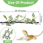 VCEPJH Reptile Climbing Branch Decor 2 Pcs Bendable Jungle Vine with Suction Cup Terrarium Plant Decoration for Gecko Bearded Dragons, Snake,Frogs, Chameleons Cage Accessories (T)