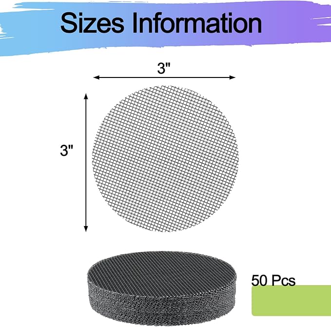 Bonsai Mesh for Plant Pot Drainage Screen 3 Inch, 50 Pcs Plastic Round Flower Pot Hole Mesh Screen Cover Pad, Planter Bottom Drainage Inserts Grid Mat for Potted Succulent