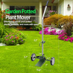 Potted Plant Mover Dolly with Flat-Free Rubber Wheels, Garden Pot Mover with Adjustable Grip, Max 200 Lbs Capacity, Plant Dolly Caddy Steel Baseplate Ergonomic Design for Carrying Heavy Pots