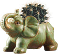 DIYOMR Small Ceramic Planter Pot, 4.3" Vintage Bronze Animal Planters Ceramic Flowerpot Succulent Pots Cactus Pot for Office Home Desktop Decor - Plants Not Included (Pleasant Elephant)