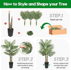 6ft Artificial Palm Tree Indoor Plant，Triple Faux Tropical Areca Floor Plant in Pot，Artificial Plants with Lifelike Leaves for Home Office Decor