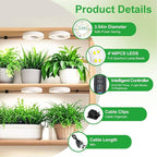 LED Plant Growth Lights for Indoor Plants, Warm+White Full Spectrum 3.54" Grow Lamps for Plant Growth with 6/12/16H Timer, 3 Spectral Modes, 10 Dimmable Levels, Halo Angel Ring White (4 Head)