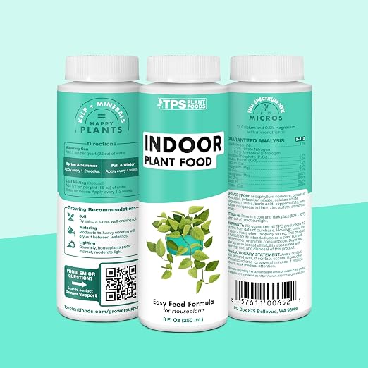 Indoor Plant Food – Liquid Fertilizer for Houseplants, New Growth, Greener Leaves, and Strong Roots, 32oz