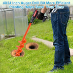Dolibest 4 x24 Auger Drill Bit for Planting, Steel Garden Auger for Post Hole Digger, Bulb Planter Tool for Beach Umbrella, Mailbox, Fence Post Holes Digger - Fits 3/8" Hex Drill