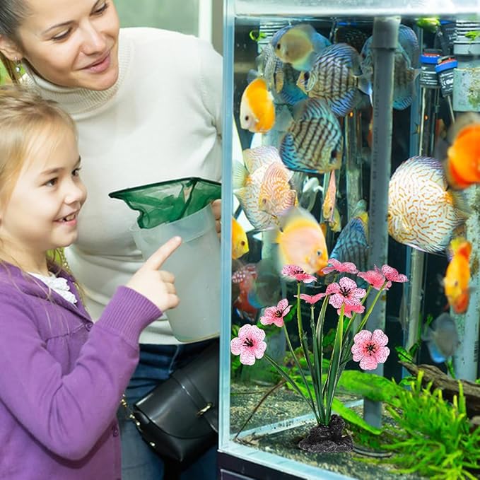 POPETPOP Aquarium Artificial Plastic Plants Decoration: 2pcs Aquarium Artificial Plants Decoration Ornament Fish Tank Hides Accessories
