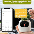 Smart Planter with App Control, Self-Watering AI Plant Pot with LCD Display, Interactive Desk Plant Companion for 100+ Plants, Smart Indoor Planter with Pomodoro Timer,80ml Reservoir,Calendar-White
