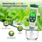 pH Meter for Water Hydroponics, 5-in-1 pH TDS EC Salt Tester for Water Nutrient Solution, Simultaneous Display of pH EC Temp for DWC Reservoir Tank, Aeroponic Garden, Growing System