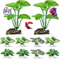 10 Pack Silk Aquarium Plants for Betta Fish Tank Decorations - Soft Fin-Safe Fish Tank Plants with Weighted Bases, Ideal Aquarium Decor for 5-40 Gallon Betta, Goldfish & Turtle Tanks Accessories