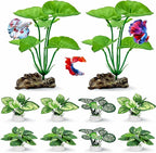 10 Pack Silk Aquarium Plants for Betta Fish Tank Decorations - Soft Fin-Safe Fish Tank Plants with Weighted Bases, Ideal Aquarium Decor for 5-40 Gallon Betta, Goldfish & Turtle Tanks Accessories