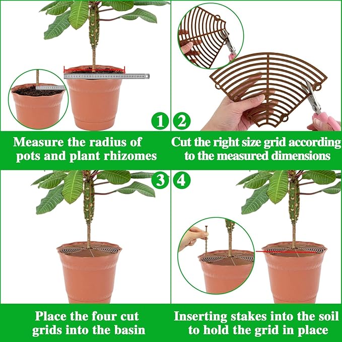 4 Pcs Plant Pot Cover Plant Protector from Animal 30cm/11.8" Plant Pot Grid with Center Cutout Flower Cover Soil Protectors for Plants (Black)