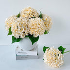 ZYTUYO 5 Pcs Champagne Silk Hydrangeas Artificial Flower Boho Dried Touch Hydrangeas 20'' Faux for Fall Home Decor Kitchen Living Room Porch Wreath Xmas Wedding Flower Arrangement