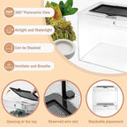 Reptile Terrarium, Jumping Spider Enclosure Starter Kit, Leopard Gecko Habitat Container, 8"x8"x6"Reptile Tank for Tarantula, Hermit Crab, Insect, Fish, Frog, Small Bearded Dragon, Lizard