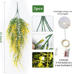 3 Packs Hanging Money Plants Faux Hanging Plants Indoor Fake Hanging Planta Artificial Hanging Plants for Room Wall Kitchen Garden Outdoor Bathroom Wedding Courtyard Autumn Party Decorations(Yellow)