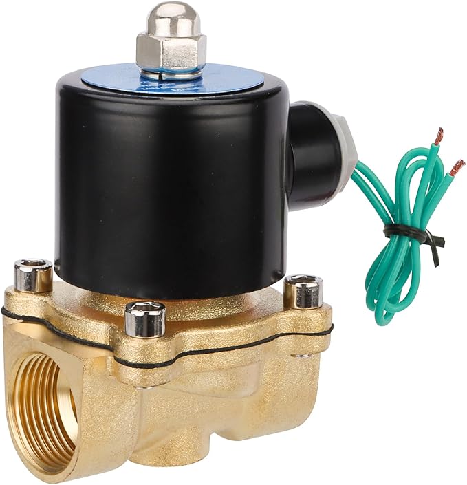 Wengart 3/4" Electric Solenoid Valve 110V AC, Brass Normally Closed (NC) Water Valve, Direct Acting for Zero Pressure Systems (0 PSI), High Flow Cv 7.6, Reliable Control for Water, Air, Gas & Oil