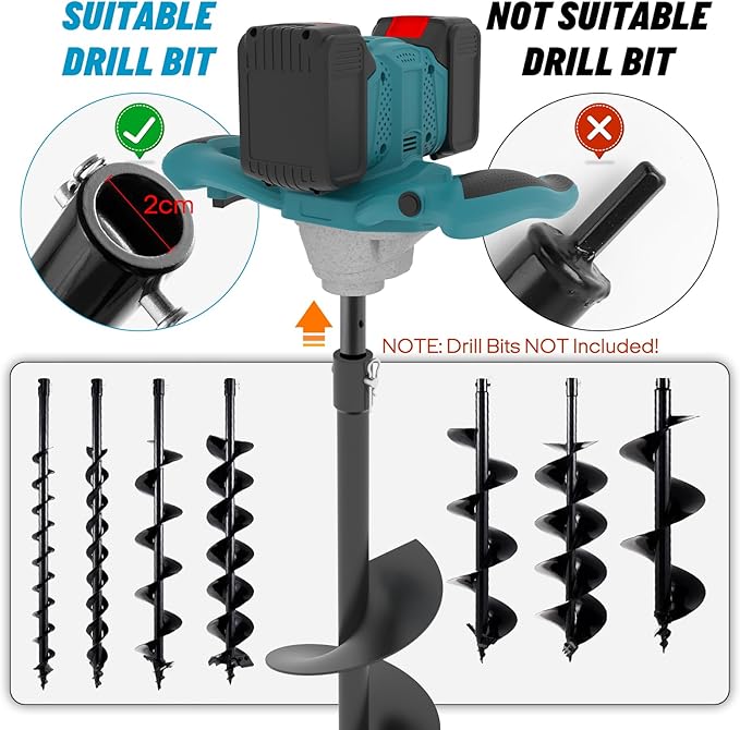 Cordless Post Hole Digger for Makita 18V Battery (NOT Included), Electric Earth Auger Posthole Digger, Power Drill Auger for Fence, Farmland, Garden, Plant