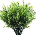 PASYOU Artificial Shrubs, Plastic Plants Fake Eucalyptus Shrub Bushes Grass Greenery Leaves Bush Indoor Outdoor Home Garden Party Verandah Wedding DIY Table Arrangement Decoration Planter Filler 4 Pcs